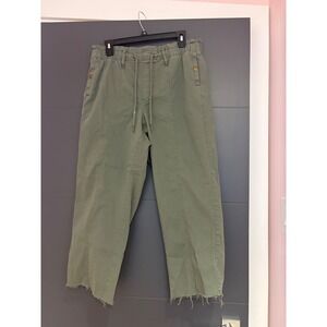 Sonoma Goods For Life Women Olive Green Paperbag Utility Pants Raw Hem Large